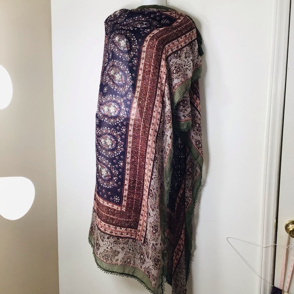 Scarf wrap women purple fringe boho